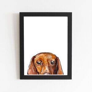 Vizsla Dog Art Print, Cute Hungarian Vizsla Watercolor Drawing Illustration Dog